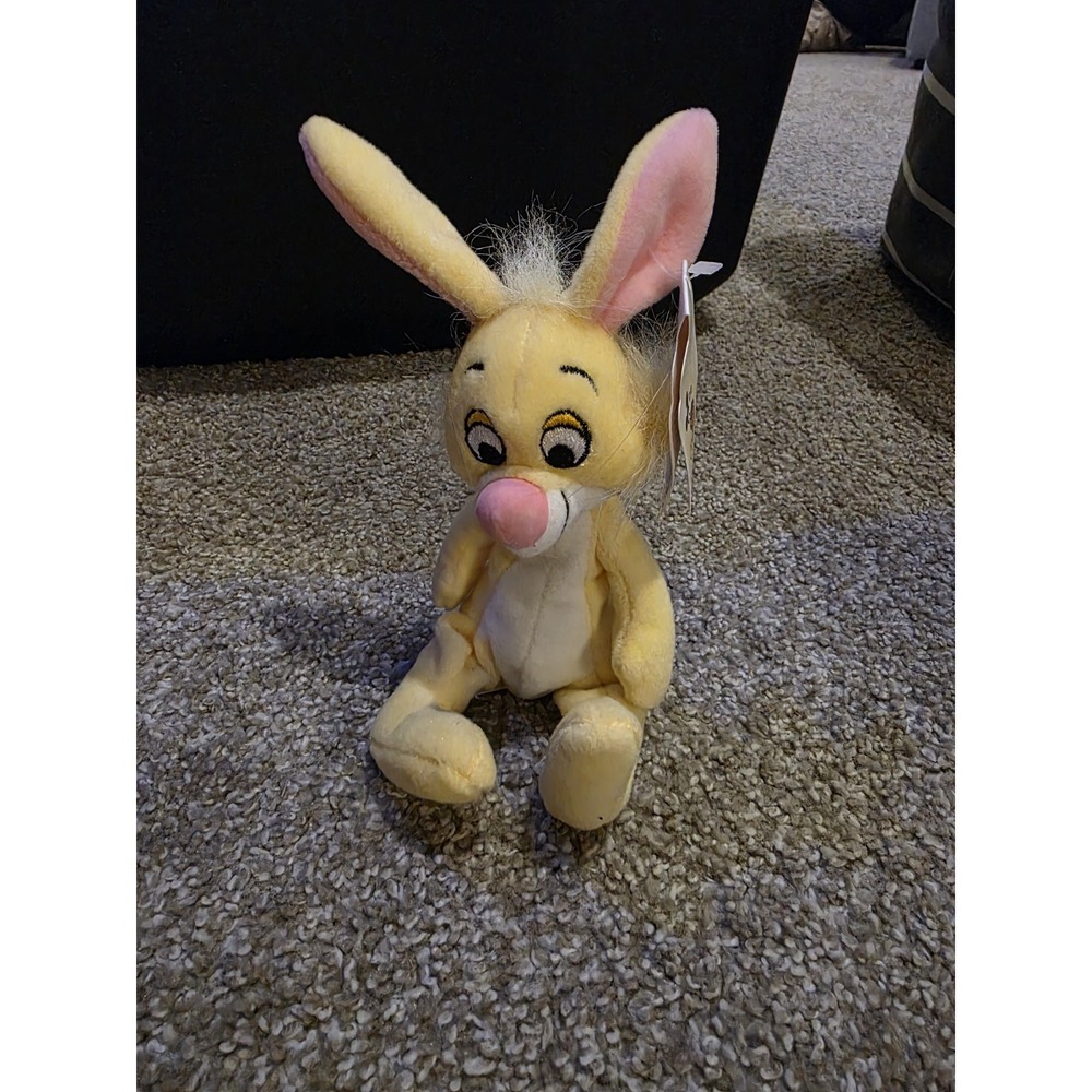 Walt Disney World Rabbit Bean Bag Plush Stuffed Animal Bunny Pink Yellow w/ Tag